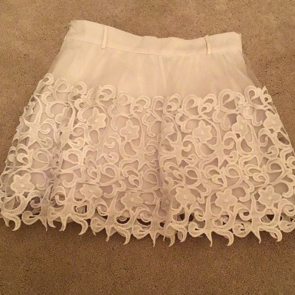 Molly Bracken White Lace Mini Skirt